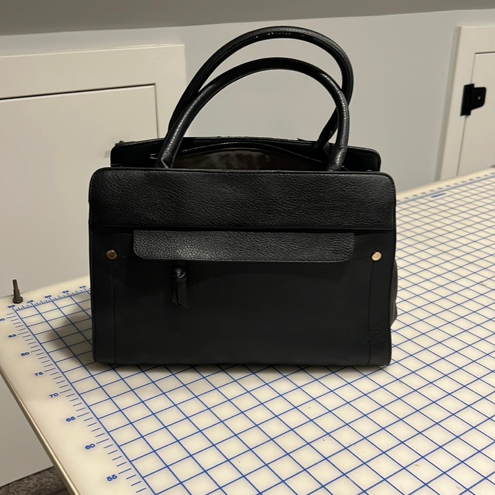 JustFab black faux leather shoulder bag